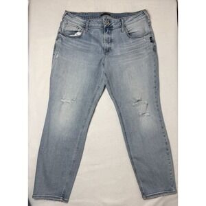 Silver Jeans Co Boyfriend Jeans Womens 34x27 Light Wash Stretch Raw Hem Denim